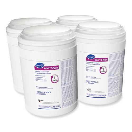 Diversey Oxivir TB Disinfectant Wipes, 6 x 6.9, Characteristic Scent, White, 160/Canister, 4 Canisters/Carton