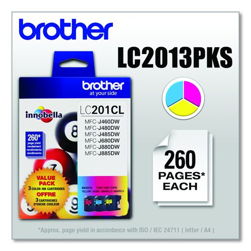 Brother LC2013PKS Innobella Ink, 260 Page-Yield, Cyan/Magenta/Yellow
