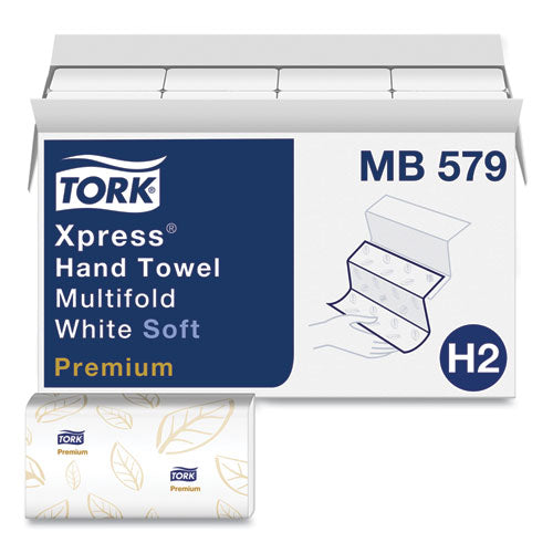 Tork Premium Soft Xpress 3-Panel Multifold Hand Towels, 2-Ply, 9.13 x 9.5, White/Blue Leaf, 135/Packs, 16 Packs/Carton