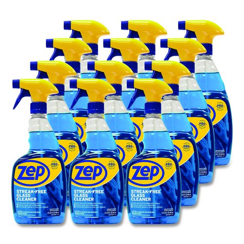 Zep Commercial Streak-Free Glass Cleaner, 32 oz Spray Bottle, 12/Carton