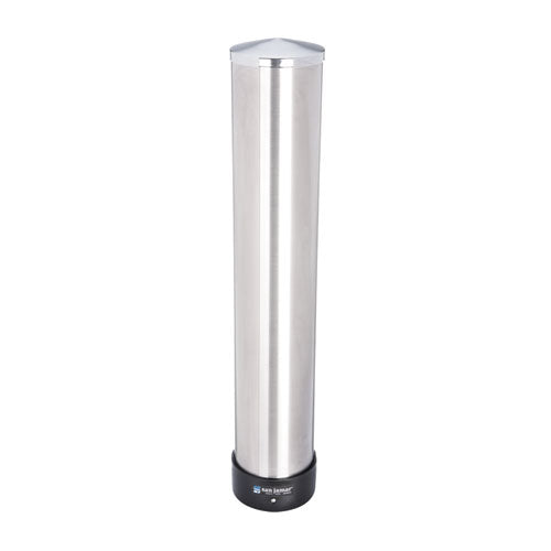San Jamar Large Water Cup Dispenser with Removable Cap, For 12 oz to 24 oz Cups, Stainless Steel