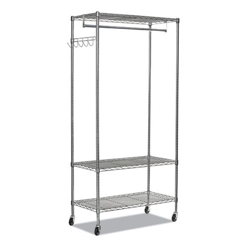 Alera Wire Shelving Garment Rack, 40 Garments, 48w x 18d x 75h, Silver