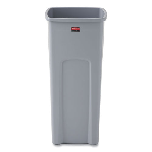 Rubbermaid Commercial Untouchable Square Waste Receptacle, 23 gal, Plastic, Gray