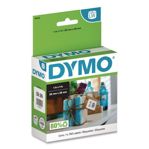 DYMO LabelWriter Multipurpose Labels, 1" x 1", White, 750 Labels/Roll