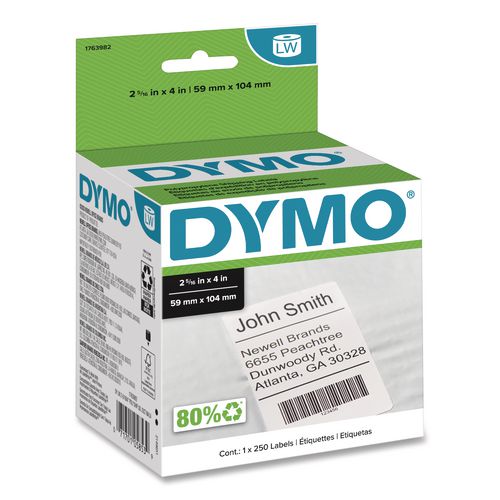 DYMO LabelWriter Shipping Labels, 2.31" x 4", White, 250 Labels/Roll