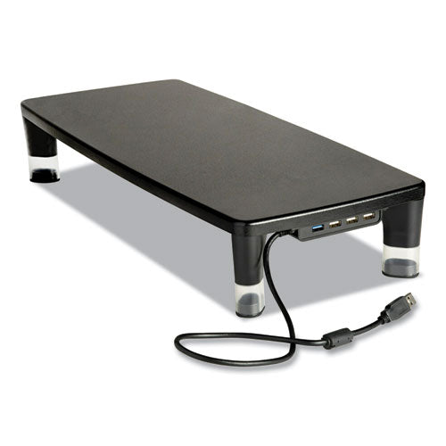3M Monitor Stand MS100B, 21.6 x 9.4 x 2.7 to 3.9, Black/Clear, Supports 33 lb