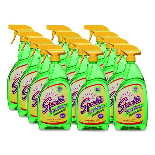 Sparkle Green Formula Glass Cleaner, 33.8 oz Bottle, 12/Carton