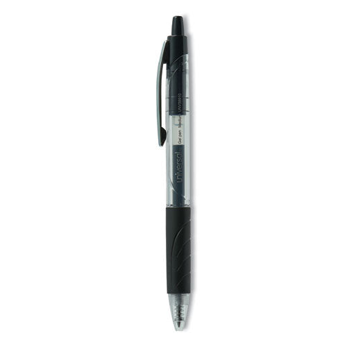Universal Comfort Grip Gel Pen, Retractable, Medium 0.7 mm, Black Ink, Clear/Black Barrel, 36/Pack