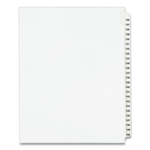 Avery Preprinted Legal Exhibit Side Tab Index Dividers, Avery Style, 25-Tab, 126 to 150, 11 x 8.5, White, 1 Set, (1335)