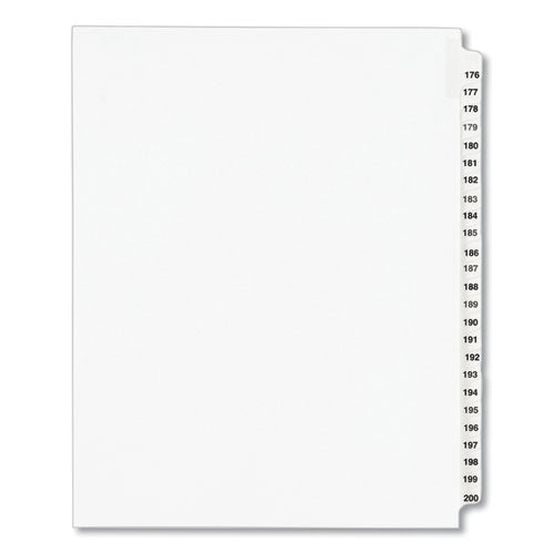 Avery Preprinted Legal Exhibit Side Tab Index Dividers, Avery Style, 25-Tab, 176 to 200, 11 x 8.5, White, 1 Set, (1337)
