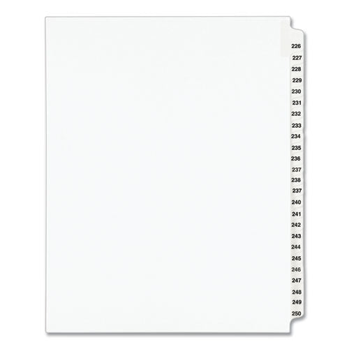 Avery Preprinted Legal Exhibit Side Tab Index Dividers, Avery Style, 25-Tab, 226 to 250, 11 x 8.5, White, 1 Set, (1339)