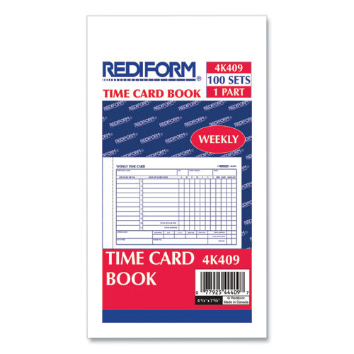 Rediform Weekly Employee Time Cards, Sunday-Saturday, One Side, 4.25 x 7, 100/Pad