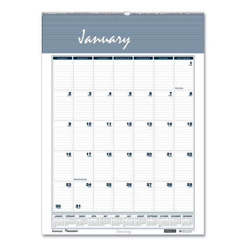 AbilityOne 7510016935087, SKILCRAFT 12-Month Wall Calendar, 15.5 x 22, White/Blue/Gray Sheets, 12-Month (Jan to Dec): 2026