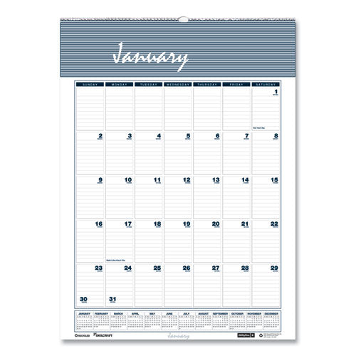 AbilityOne 7510016935101, SKILCRAFT 12-Month Wall Calendar, 12 x 17, White/Blue/Gray Sheets, 12-Month (Jan to Dec): 2026