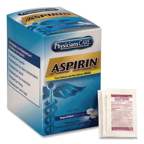 PhysiciansCare Aspirin Tablets, Two-Pack, 50 Packs/Box