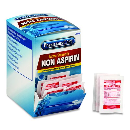PhysiciansCare Pain Relievers/Medicines, XStrength Non-Aspirin Acetaminophen, 2/Packet, 125 Packets/Box
