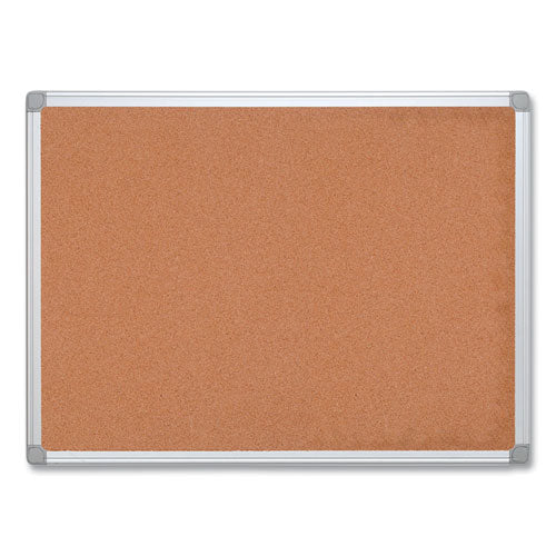 MasterVision Earth Cork Board, 24" x 18", Tan Surface, Satin Aluminum Frame