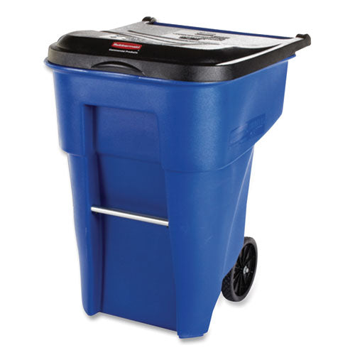 Rubbermaid Commercial Square Brute Rollout Container, 50 gal, Molded Plastic, Blue