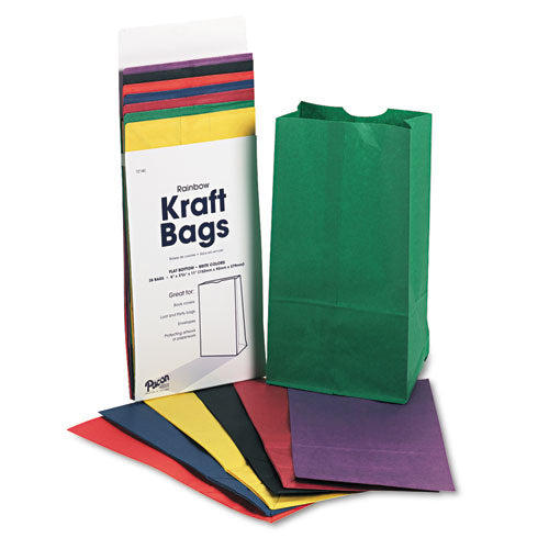 Pacon Rainbow Bags, #6 Size, 6" x 3.63" x 11", Assorted Bright Colors, 28/Pack
