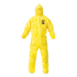 KleenGuard A70 Chemical Spray Protection Coveralls, Elastic Wrists, Ankles, Hood, Yellow, 12/Carton