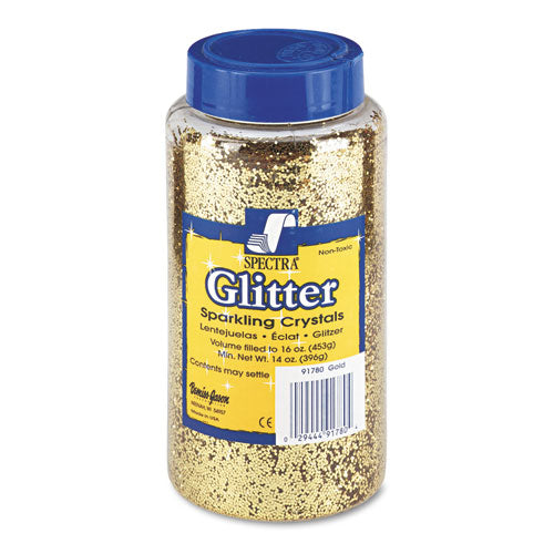 Pacon Spectra Glitter, 0.04 Hexagon Crystals, Gold, 16 oz Shaker-Top Jar