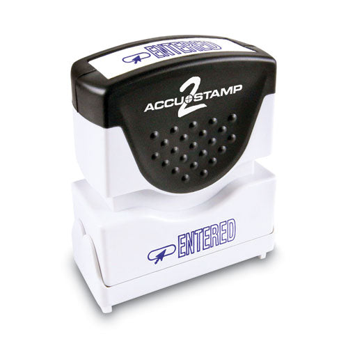 ACCUSTAMP2 Pre-Inked Shutter Stamp, Blue, ENTERED, 1.63 x 0.5