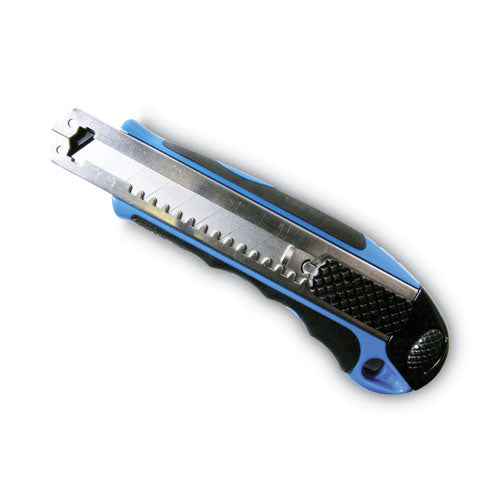 COSCO Heavy-Duty Snap Blade Utility Knife, Four 8-Point Blades, Retractable 4" Blade, 5.5" Plastic/Rubber Handle, Blue