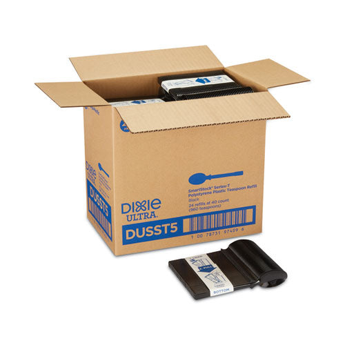Dixie SmartStock Tri-Tower Dispensing System Polystyrene Cutlery, Mediumweight Spoon, Plastic, Black, 40/Pack, 24 Packs/Carton