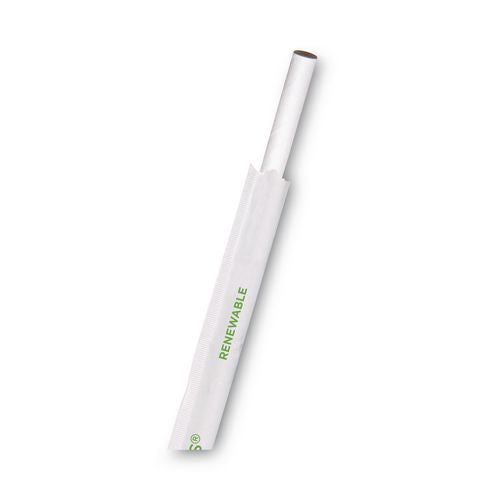 Eco-Products Jumbo Wrapped Paper Straw, 7.75", 6 mm Diameter, White, 3,000/Carton