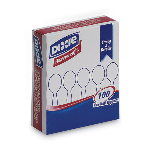 Dixie Plastic Cutlery, Heavyweight Soup Spoon, White, 100/Box