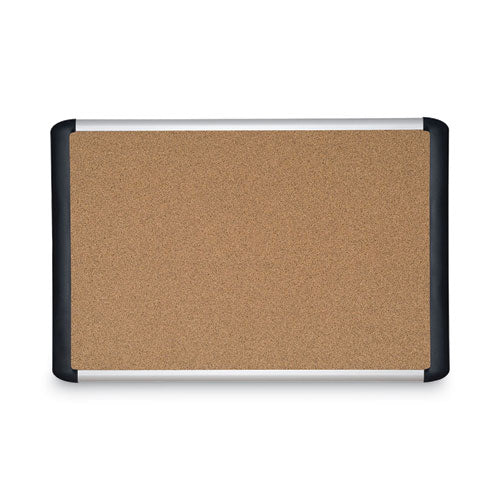 MasterVision Tech Cork Board, 48" x 36", Tan Surface, Silver/Black Aluminum Frame