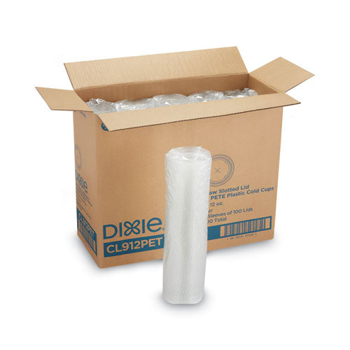 Dixie Cold Drink Cup Lids, Fits 9 oz to 12 oz Cold Cups, Plastic, Clear, 100/Sleeve, 10 Sleeves/Carton