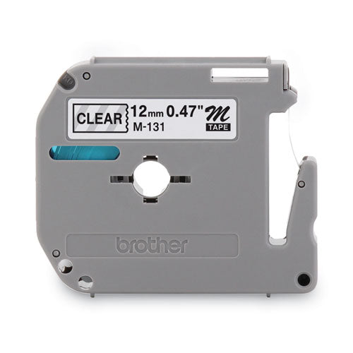 Brother P-Touch M Series Tape Cartridge for P-Touch Labelers, 0.47" x 26.2 ft, Black on Clear