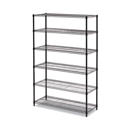 Alera NSF Certified 6-Shelf Wire Shelving Kit, 48w x 18d x 72h, Black