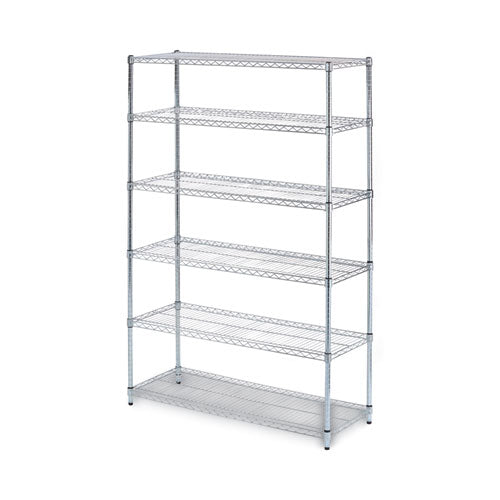 Alera NSF Certified 6-Shelf Wire Shelving Kit, 48w x 18d x 72h, Silver