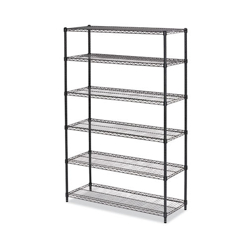 Alera NSF Certified 6-Shelf Wire Shelving Kit, 48w x 18d x 72h, Black Anthracite