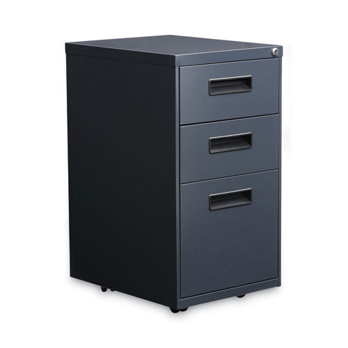Alera File Pedestal, Left or Right, 3-Drawers: Box/Box/File, Legal/Letter, Charcoal, 14.96" x 19.29" x 27.75"