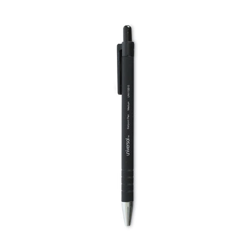 Universal Ballpoint Pen, Retractable, Medium 1 mm, Black Ink, Black Barrel, Dozen