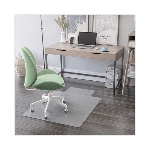 deflecto EconoMat Non-Studded All Day Use Chair Mat for Hard Floors, Rectangular with Lip, 46" x 60", Clear, Ships Flat