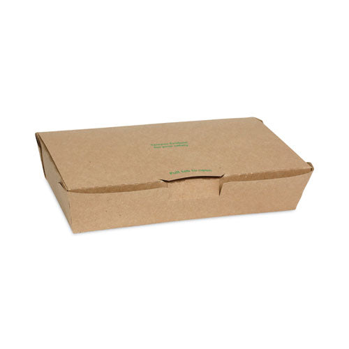 Pactiv Evergreen EarthChoice Tamper Evident OneBox Paper Box, 9.7 x 5.6 x 2, Brown, 100/Carton