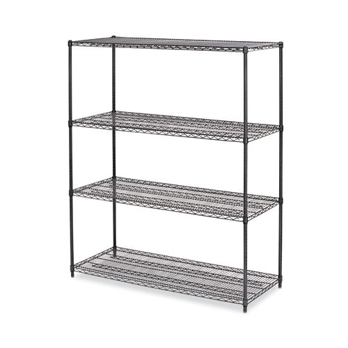 Alera All-Purpose Wire Shelving Starter Kit, Four-Shelf, 60w x 24d x 72h, Black Anthracite Plus