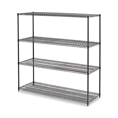 Alera BA Plus Wire Shelving Kit, Four-Shelf, 72w x 24d x 72h, Black Anthracite Plus