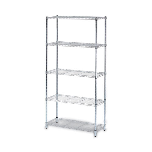 Alera Residential Wire Shelving, Five-Shelf, 36w x 14d x 72h, Silver