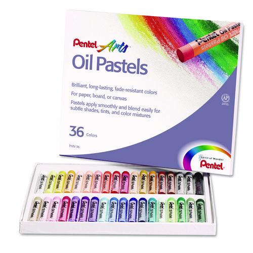 Pentel Oil Pastel Set With Carrying Case, 36 Assorted Colors, 0.38 dia x 2.38", 36/Pack
