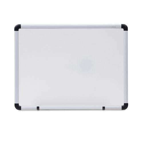 Universal Modern Melamine Dry Erase Board with Aluminum Frame, 24" x 18", White Surface, Satin Aluminum Frame