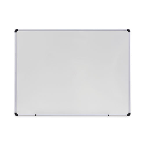 Universal Modern Melamine Dry Erase Board with Aluminum Frame, 48" x 36", White Surface, Satin Aluminum Frame