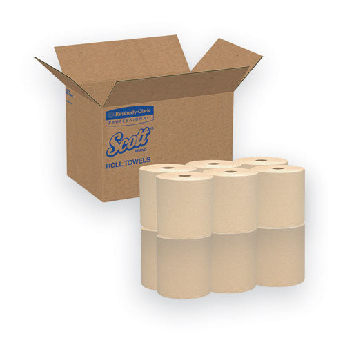 Scott Essential Hard Roll Towels for Business, 1-Ply, 8" x 800 ft, 1.5" Core, Natural, 12 Rolls/Carton