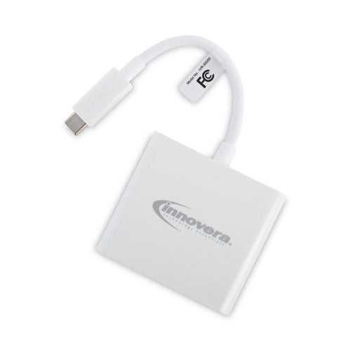 Innovera USB Type-C HDMI Multiport Adapter, HDMI/USB-C/USB 3.0, 0.65 ft, White