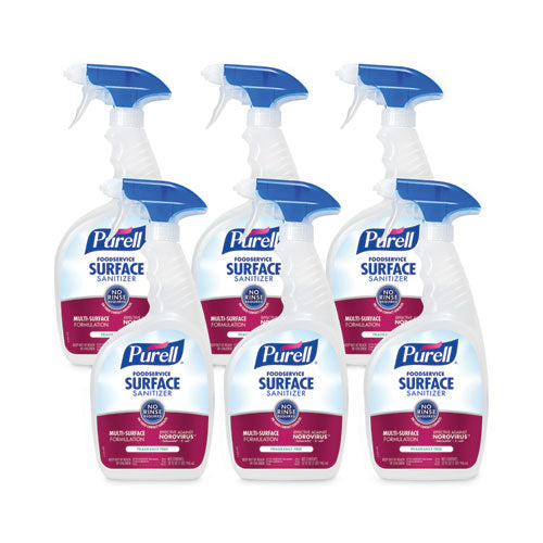 PURELL Foodservice Surface Sanitizer, Fragrance-Free, 32 oz Capped Bottle with Spray Trigger Included in Carton, 6/Carton