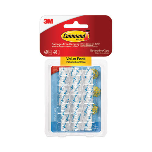 Command Clear Decorating Clips, Plastic, Supports 0.15 lb, 40/Pack